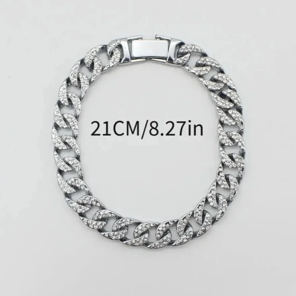 Metal curb link Cuban hip hop iced bling bracelet, 8.27